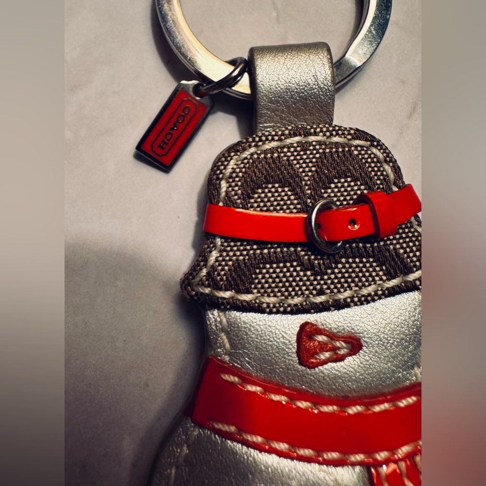 Coach 2008 Signature Snowman Keychain Bag Charm Red, White, Silver Rare - EUC - Picture 4 of 8